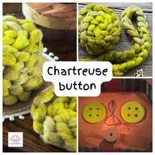 Load image into Gallery viewer, Charteuse Button Polwarth Linen Combed Top
