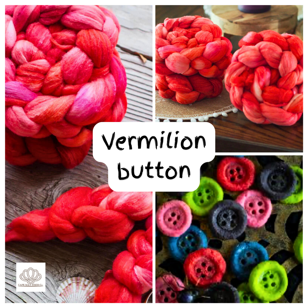 Vermilion Button Rambouillet Mulberry Silk Combed Top