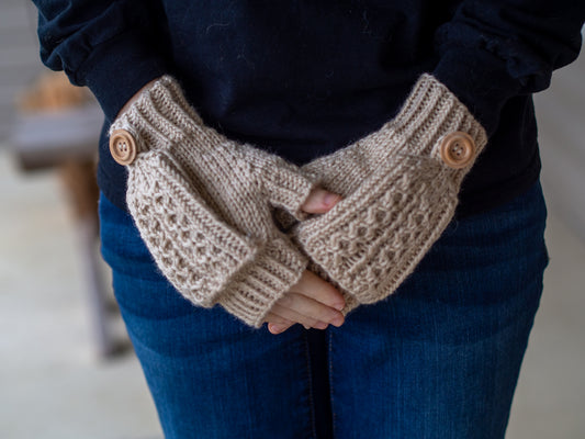 Flip Top Mitts Worsted Weight Hand Knitting Pattern