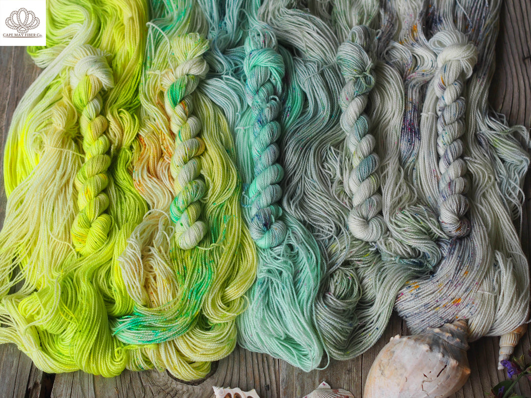 Green Light Sparkle Sock Mini Skein Set of 5