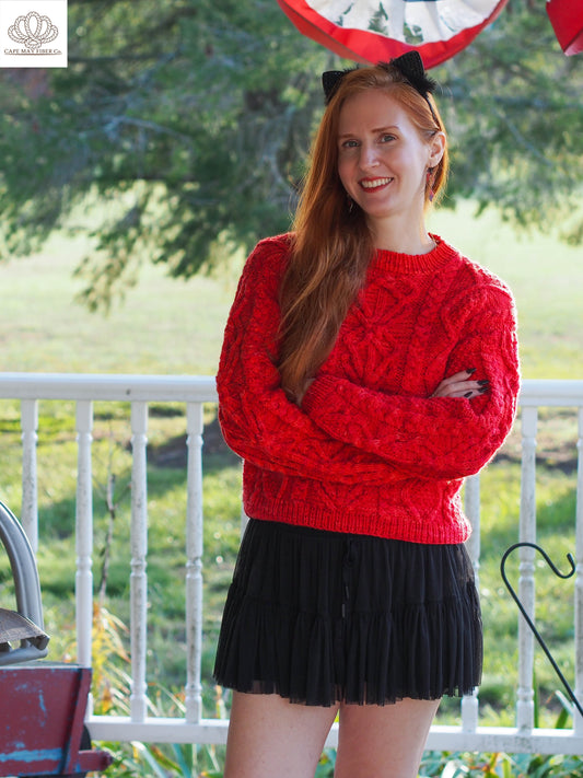Kittiwake Cabled Pullover Aran Weight Knitting Pattern