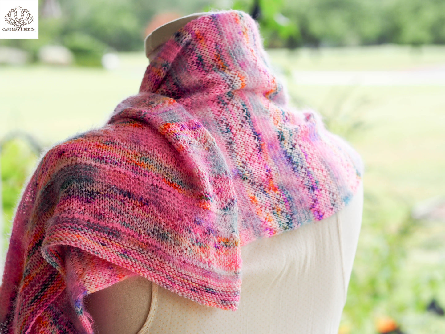 Lozen Striped Shawl Fingering and Lace Knitting Pattern