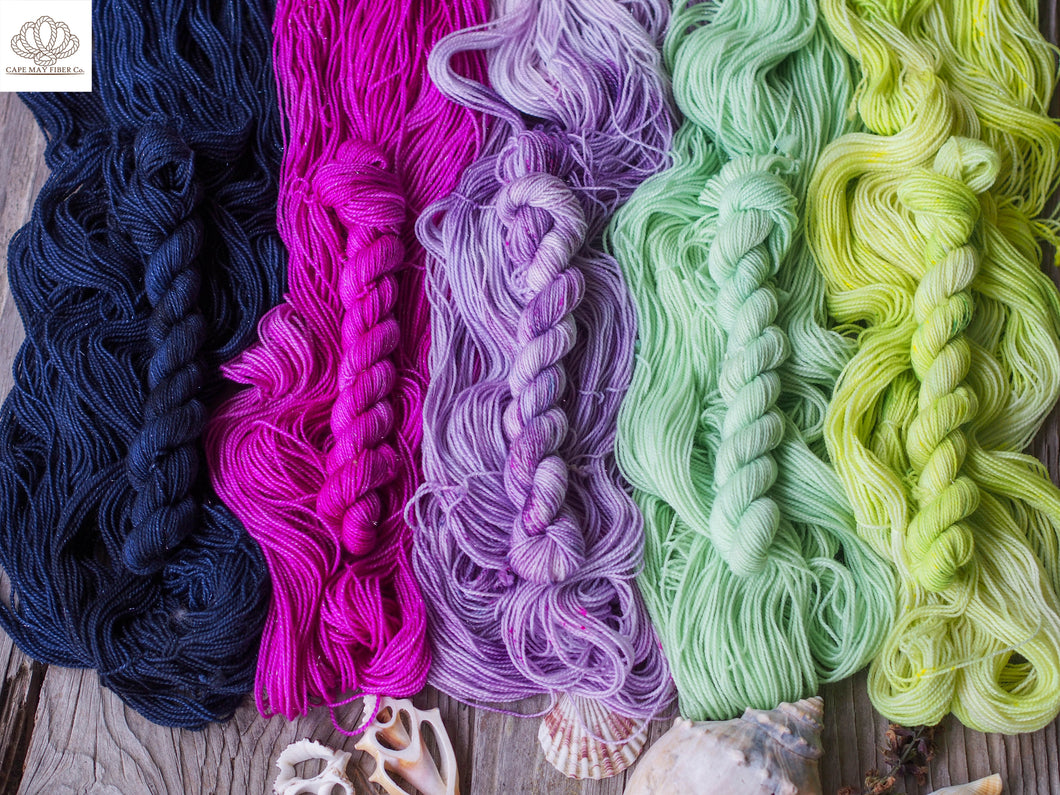 Luna Moths Dance Sparkle Sock Mini Skein Set of 5