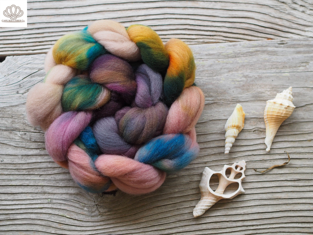 Montbretia and Heather Cormo Combed Top- 4 oz braid